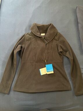 Columbia Black Quarter Zip Fleece Pullover Quilted Trim NWT Womens